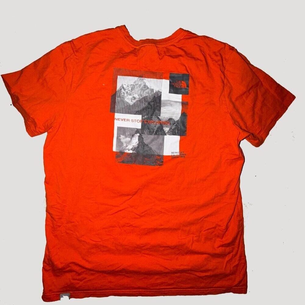 The North Face Mens XL Never Stop Exploring Orange Graphic T Shirt